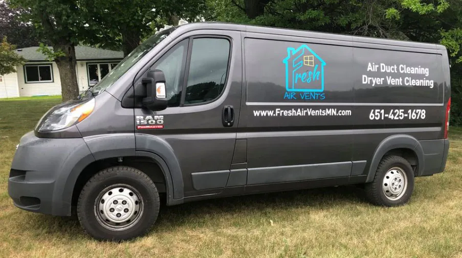 The Fresh Air Vents service van for air duct and dryer vent cleaning